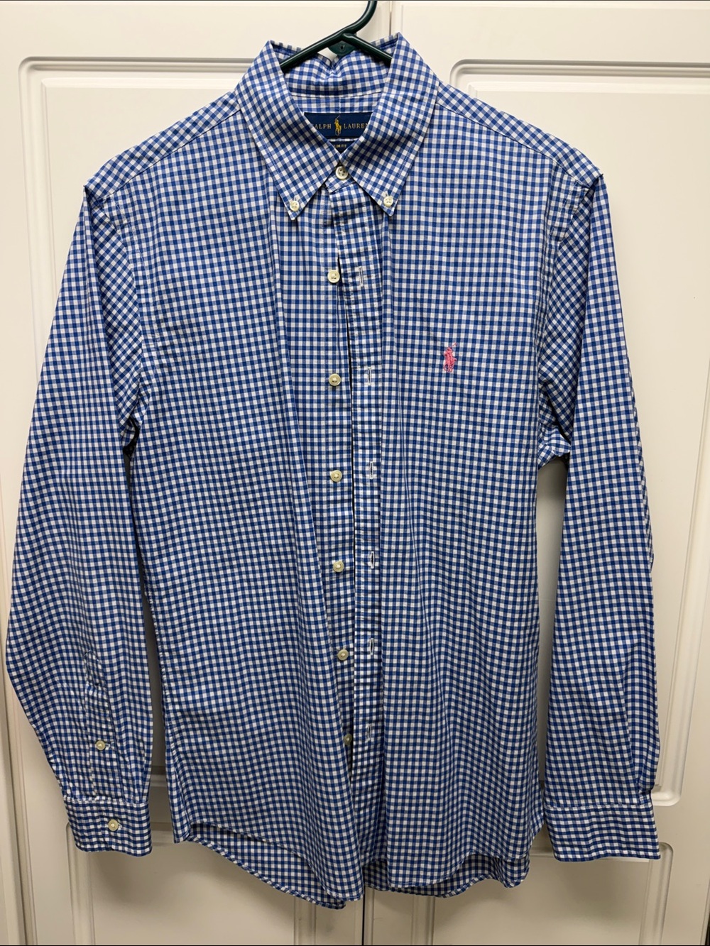 Ralph Lauren Navy and White Gingham Button-Down Shirt